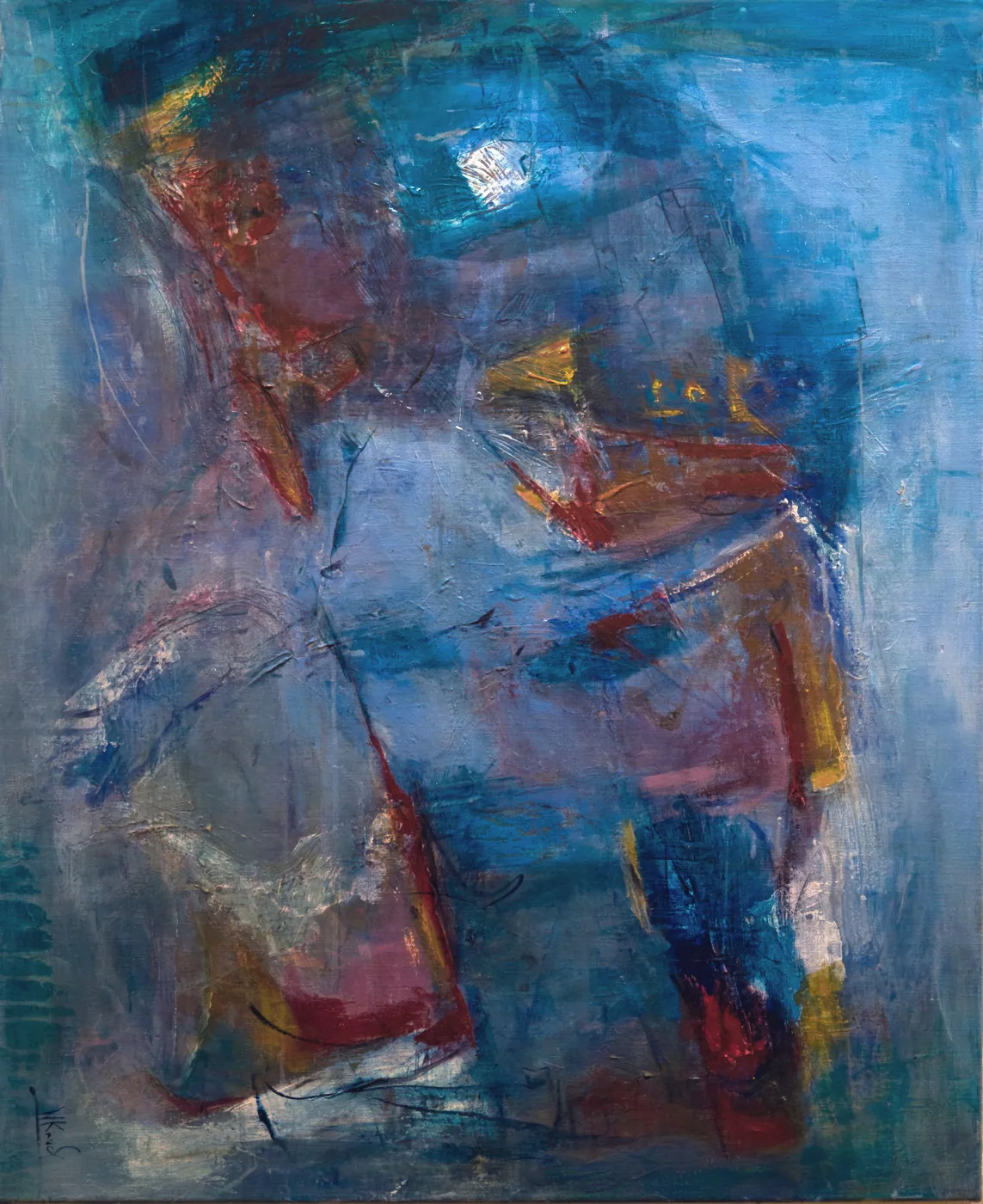 Abstraction bleue et rouge